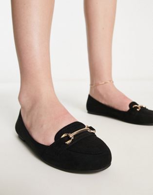 New Look suedette snaffle loafer in black - ASOS Price Checker