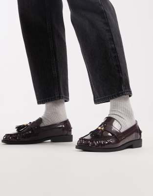 New Look - Mocassins larges à pampilles - Bordeaux-Rouge 36