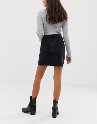 new look black denim skirt