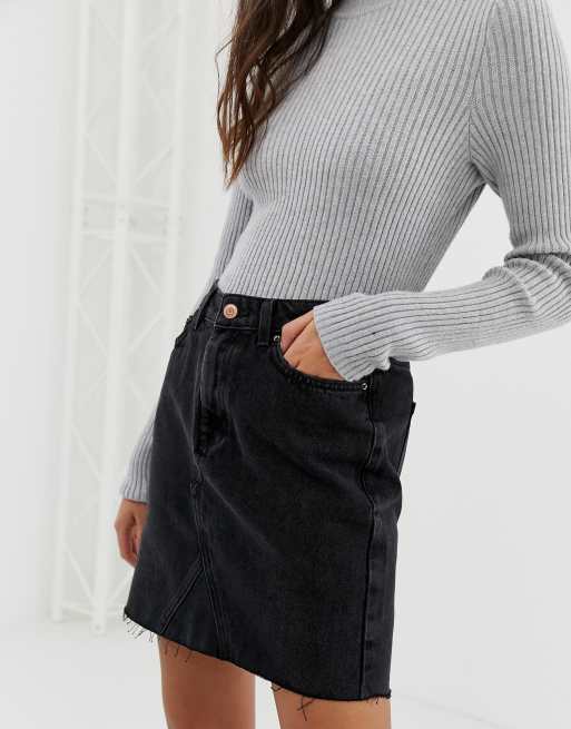 Black denim clearance skirt new look