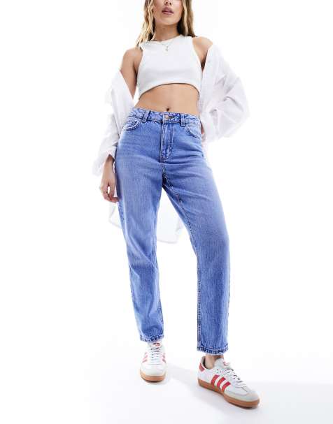 High Waisted Mom Jeans - White