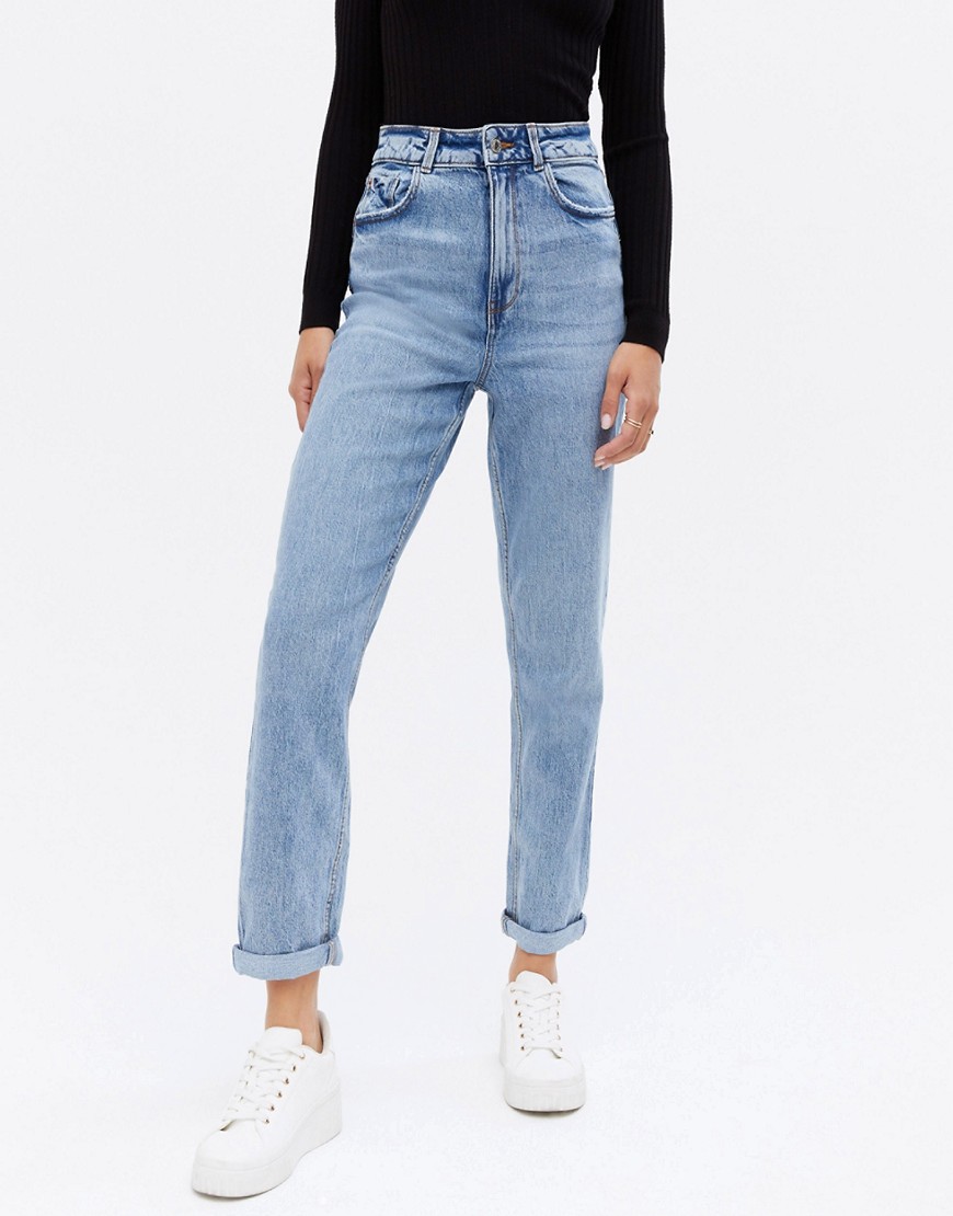 Jeans Blu donna New Look - Mom jeans blu medio che esaltano il punto vita