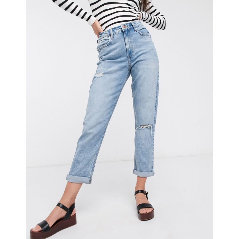 qIsft Jeans strappati New Look - Mom jeans con strappi azzurri
