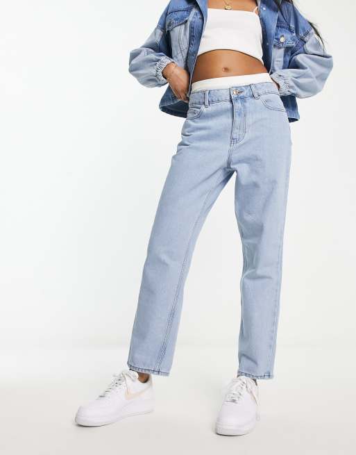 Stradivarius STR Petite straight leg jean in medium wash, ASOS