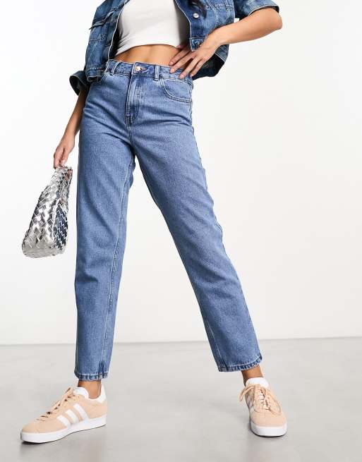 New Look mom jeans in stonewash blue | ASOS