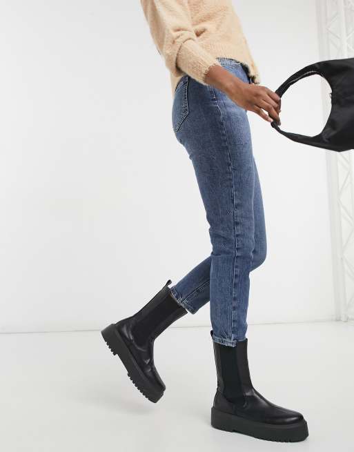 New Look - Mom jeans met scheur aan zijkant in blauw, 4 van 4