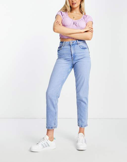 New Look - Mom jeans voor een mooie taille in medium wash blue