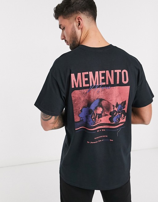 New Look momento front and back print t-shirt in black