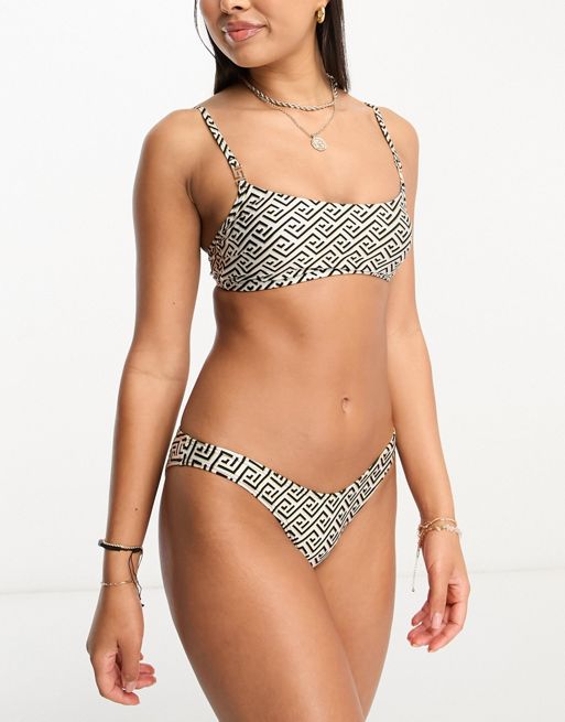 Karl Lagerfeld, KL Monogram Bandeau Bikini Top, Woman, Black, Size: M