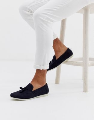 New Look – Mörkblå loafers med tofs-Marinblå