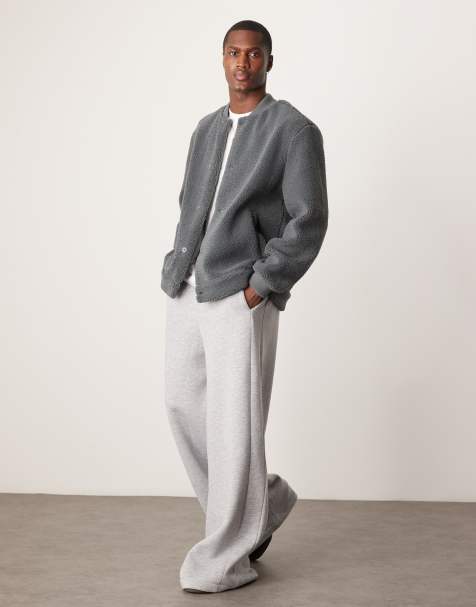 New Look – Mörkgrå bomberjacka i teddy och oversize - view 1