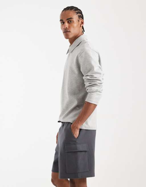 New Look – Mörkgrå jersey-shorts i cargostil, 3 av 5