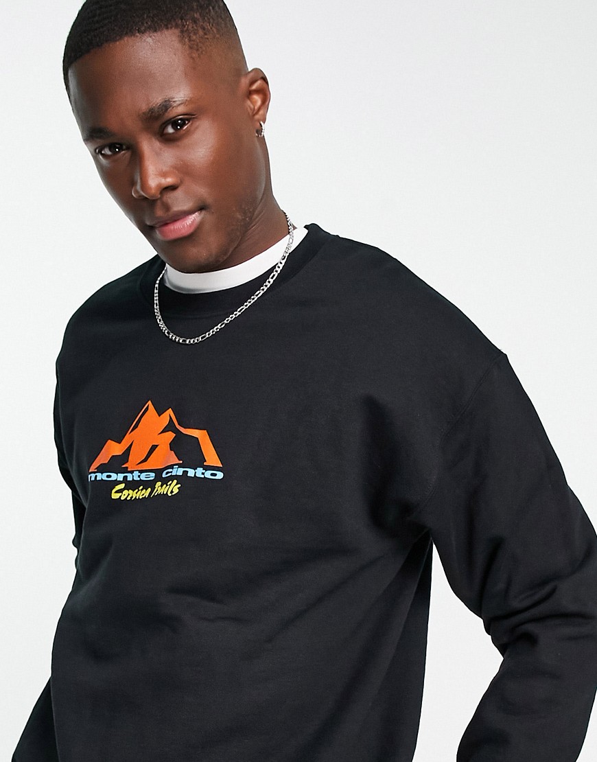 New Look mountain print sweatshirt in black