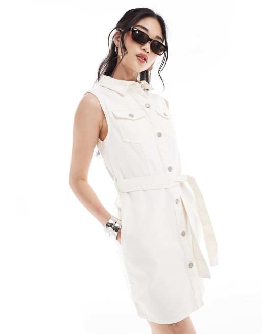 New Look - Mouwloze denim mini overhemdjurk