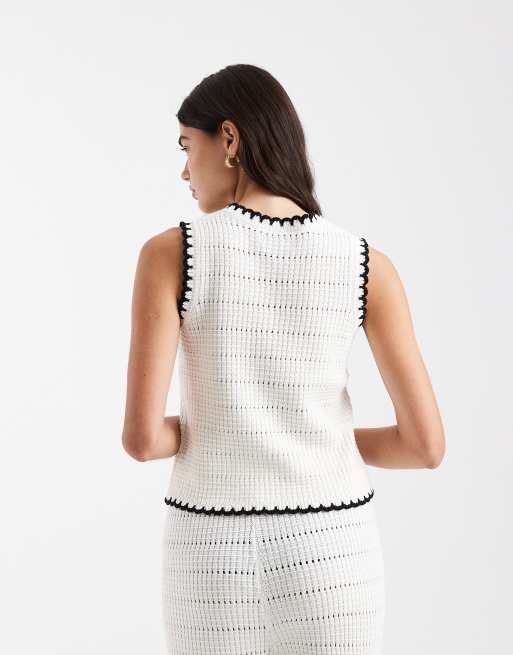 New Look - Mouwloze top met dekensteek in crème, deel van co-ord set, 2 van 4