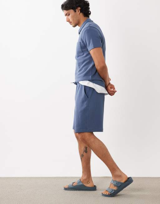 New Look - Mørkeblå pull-on-shorts med tekstur - Del af sæt, 2 af 5