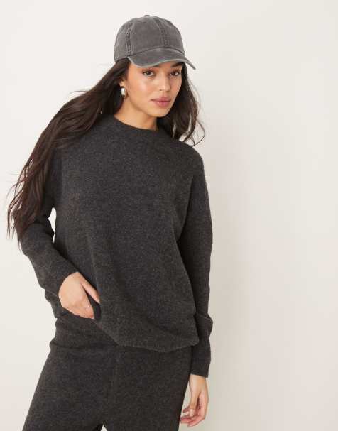 New Look - Mørkegrå oversized strikket trøje - Del af sæt - view 1