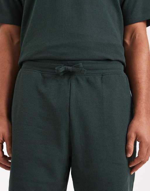 New Look - Mørkegrønne shorts med vaffeltekstur - Del af sæt, 5 af 5