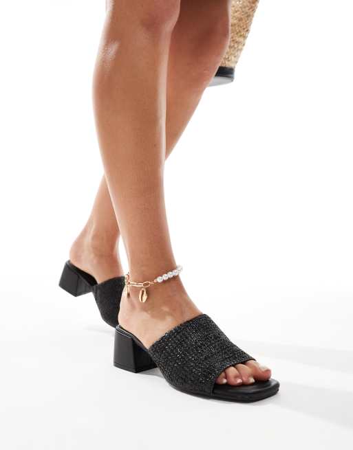 New Look - Mules en maille à talon mi-haut - Noir