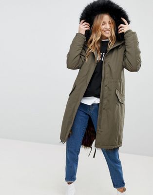 faux fur lined anorak