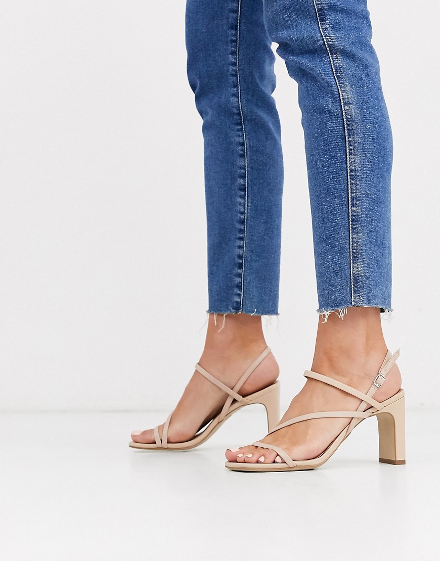 New Look multi strap block heeled sandals in oatmeal-Beige