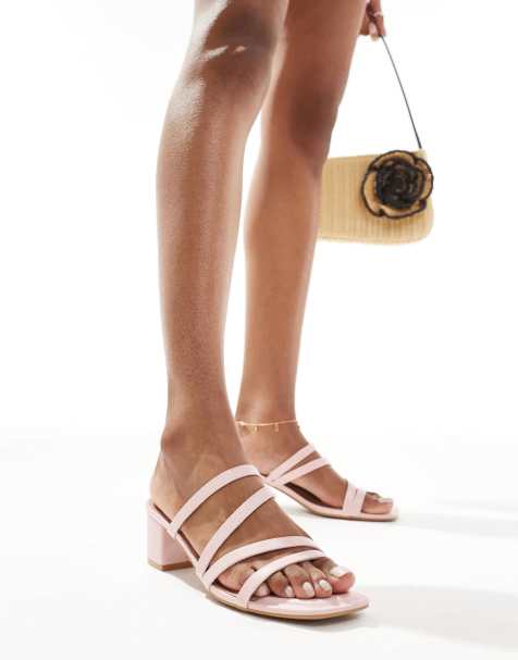 New Look multi strap heeled mule in pink - view 1
