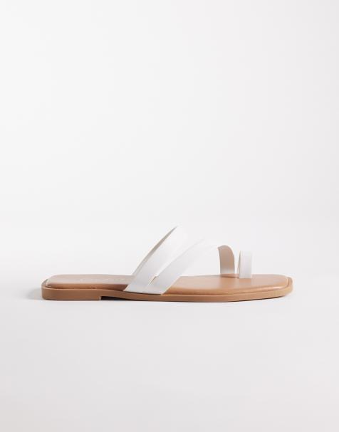 New Look multi strap toe loop sandal in white - view 1