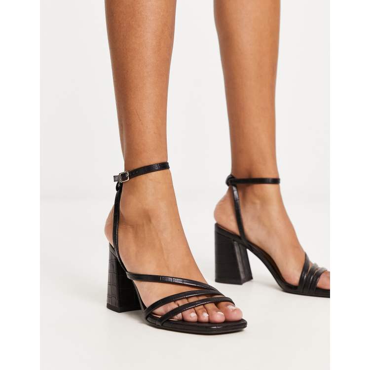 New Look multistrap heeled sandal in black | ASOS