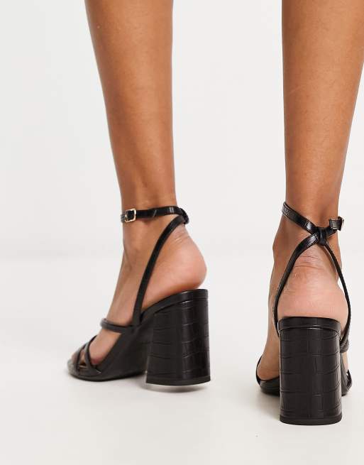 New Look multistrap heeled sandal in black | ASOS