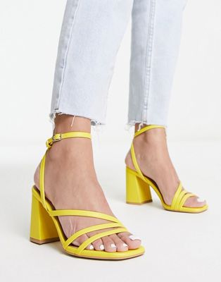 New Look multistrap heeled sandal in yellow