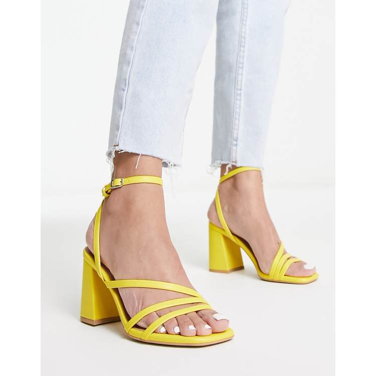 New Look multistrap heeled sandal in yellow ASOS