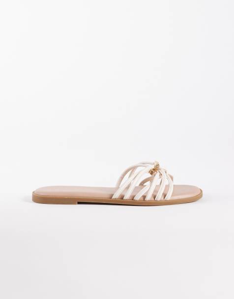 New Look multistrap metal detail sandal in cream - view 1