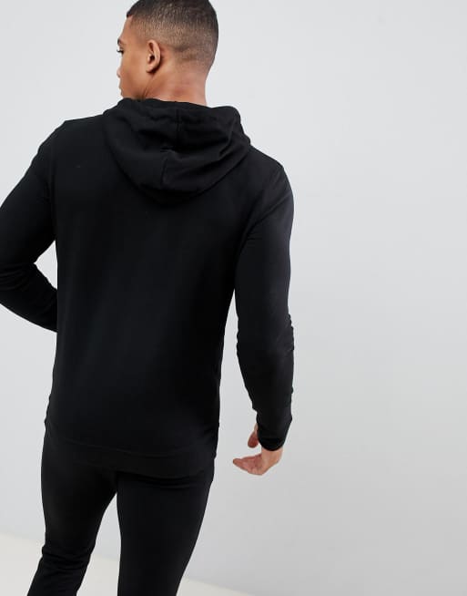 Mens black clearance muscle fit hoodie