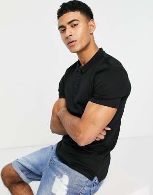 New Look muscle fit jersey polo in black - ASOS Price Checker