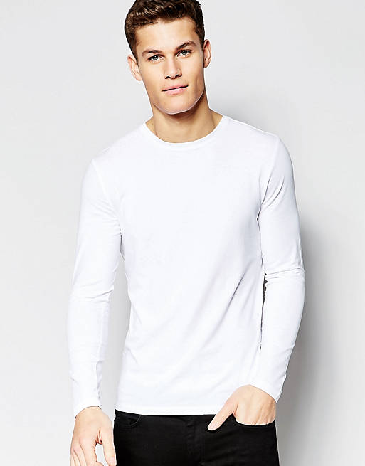 New Look Muscle Fit Long Sleeve T-Shirt In White | ASOS