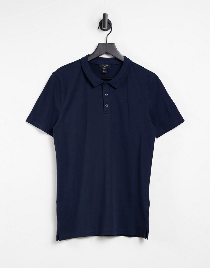 New Look muscle fit polo in navy