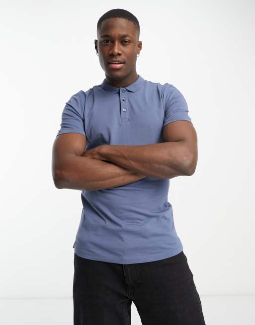 New Look Muscle Fit Polo Shirt In Navy | ASOS