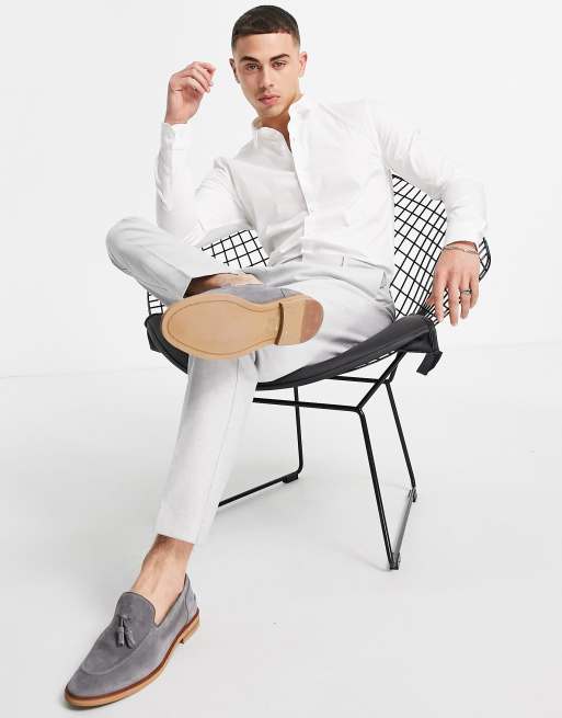 New Look - Muscle-fit poplin overhemd met lange mouwen in wit, 2 van 4