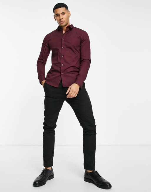 Burgundy shirt cheap black jeans