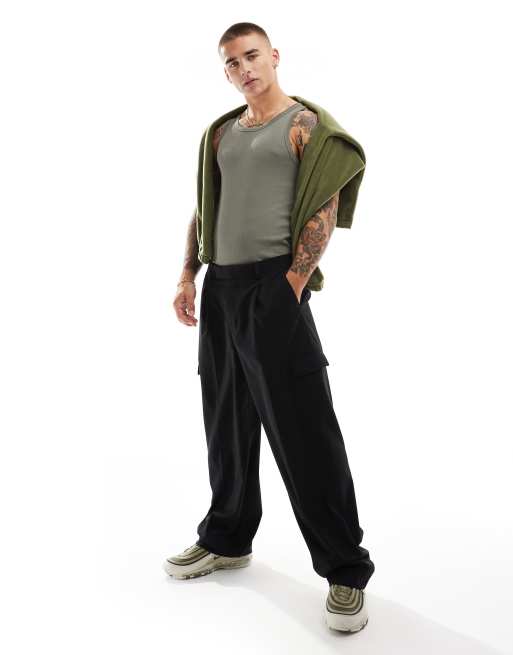 New Look muscle fit rib vest in dark khaki, 2 of 4