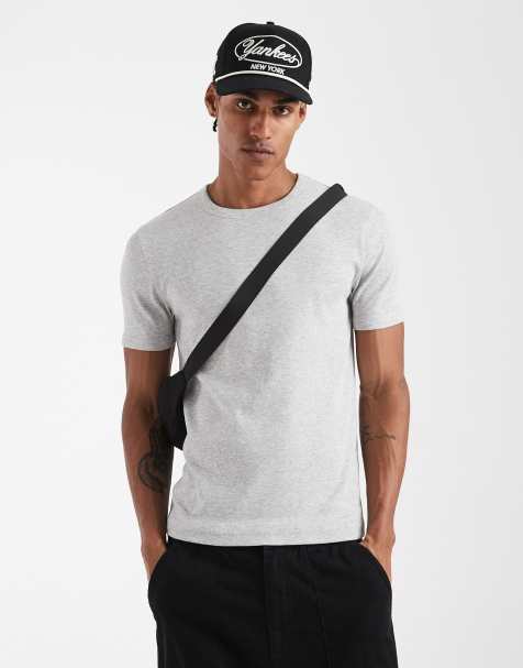 New Look muscle fit ribbed t-shirt in grey marl