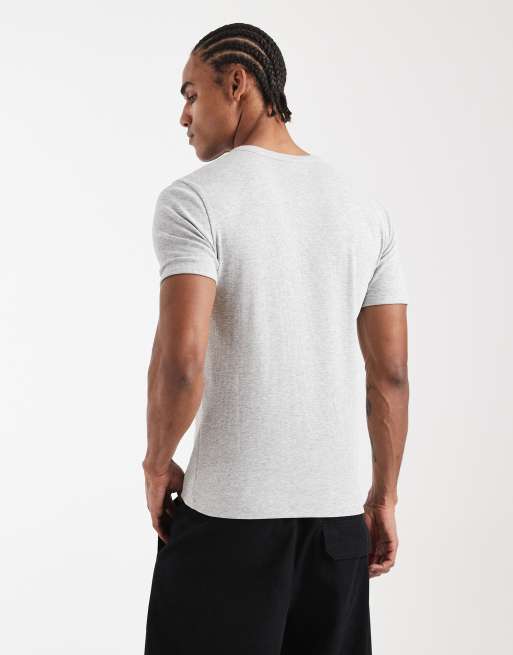 New Look muscle fit ribbed t-shirt in grey marl, 3 of 5