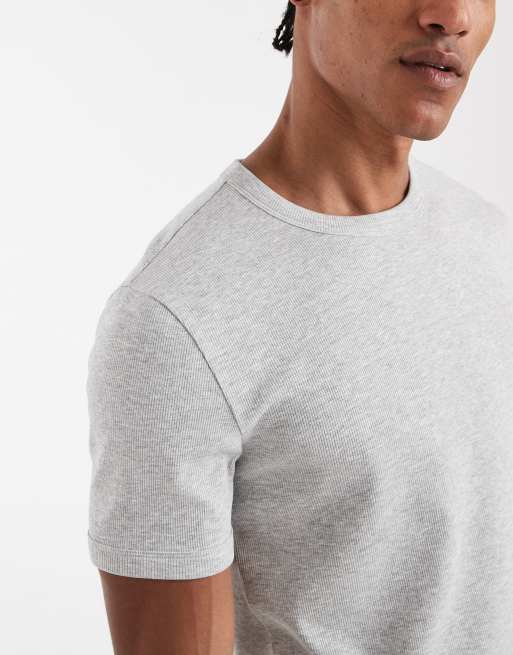 New Look muscle fit ribbed t-shirt in grey marl, 5 of 5