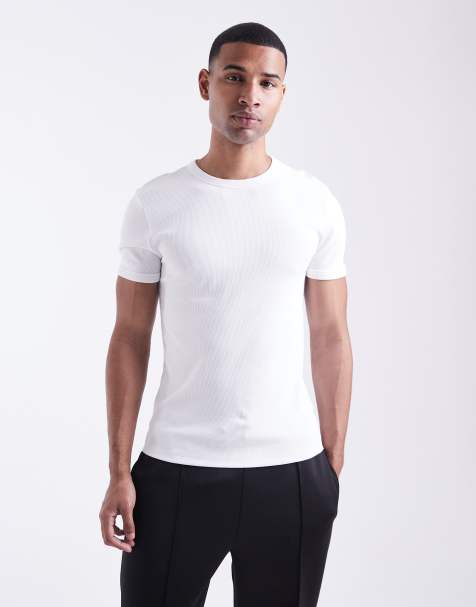 New Look muscle fit ribbed t-shirt in white  - view 1