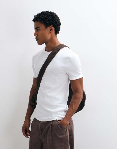 New Look muscle fit ribbed t-shirt in white - view 1