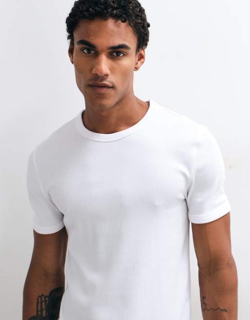 New Look muscle fit ribbed t-shirt in white, 4 of 5