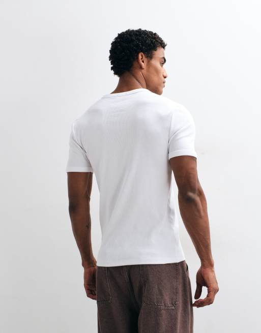 New Look muscle fit ribbed t-shirt in white, 5 of 5