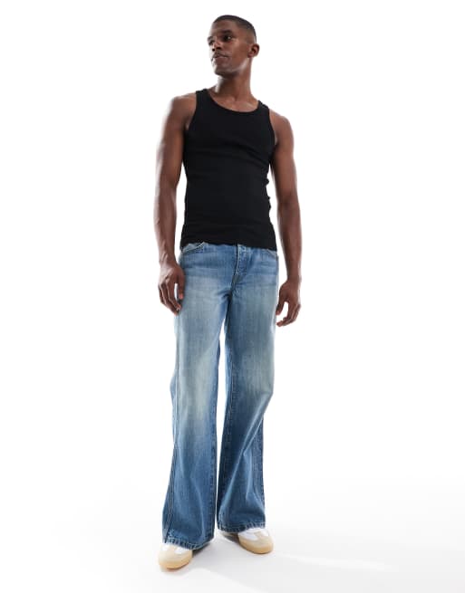 New Look muscle fit ribbed vest in black