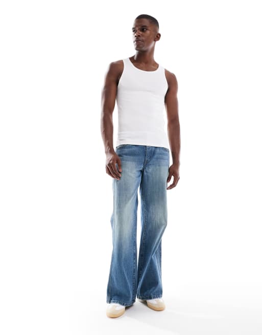 New Look muscle fit ribbed vest in white