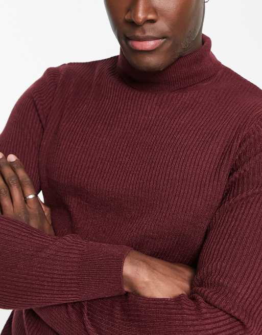 Maroon high hot sale neck sweater